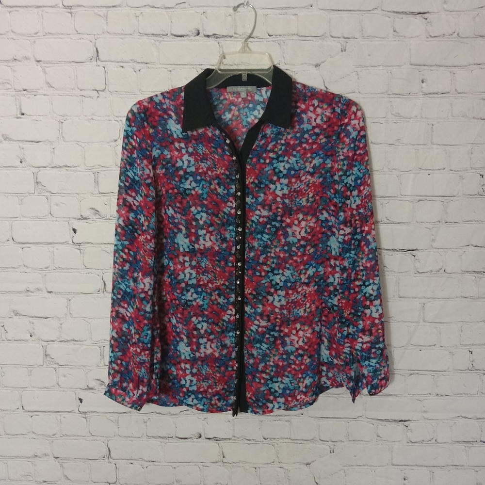 Ny Collection Multi Color Blouse Top Size Medium - image 1